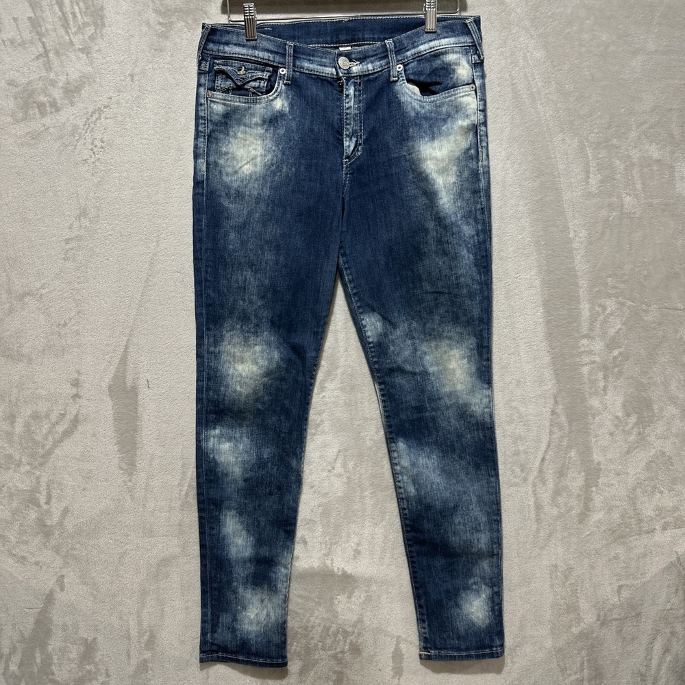 TRUE RELIGION Women's Jeans Size 31 Serena Skinny Acid Wash Flap Pocket Denim